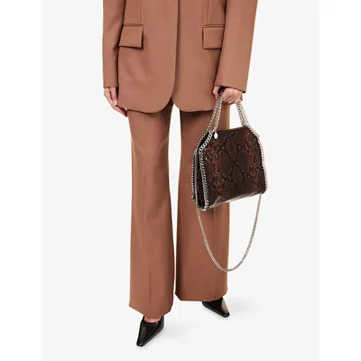 Stella Mccartney Womens Espresso Mini Falabella Snake-print Faux-leather Tote Bag In Brown