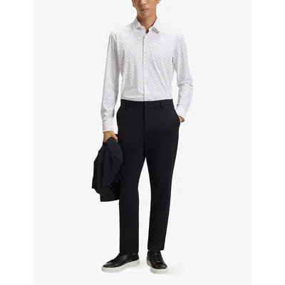 Hugo Boss Slim-fit Shirt In Italian-made Performance-stretch Fabric In White