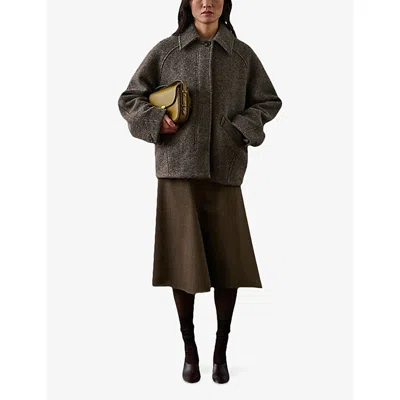 Soeur Womens Gris Marron Balard Collared Wool-blend Coat In Gray