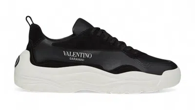 Pre-owned Valentino Garavani Men's Valentino Gumboy Calfskin Sneakers In Black White In Multi