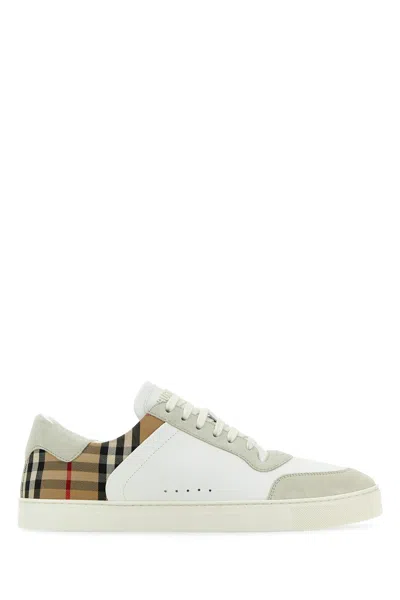 Burberry Check Motif Leather Sneakers In Multi