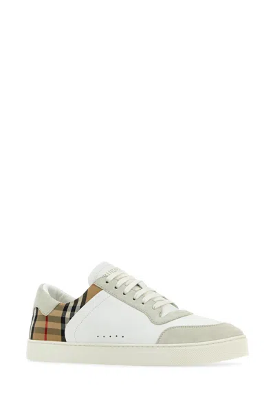 Burberry Check Motif Leather Sneakers In Multi