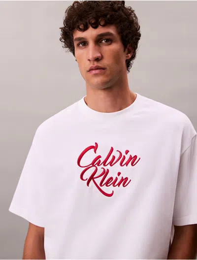 Calvin Klein Jeans Est.1978 Embroidered Short-sleeved T-shirt In White