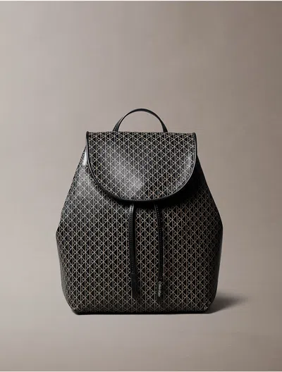 Calvin Klein Women's Allover Monogram Logo Backpack In Black