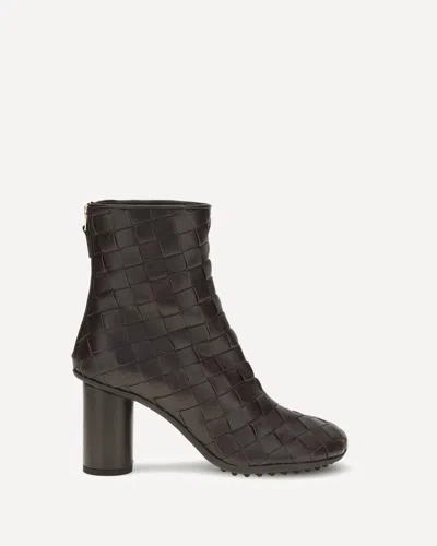 Bottega Veneta Atomic 75 Intrecciato Leather Ankle Boots In Black