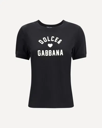 Dolce & Gabbana Black Cotton Logo T-shirt In Black