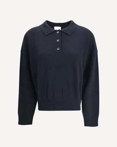 Allude Button-fastening Polo Top In Black