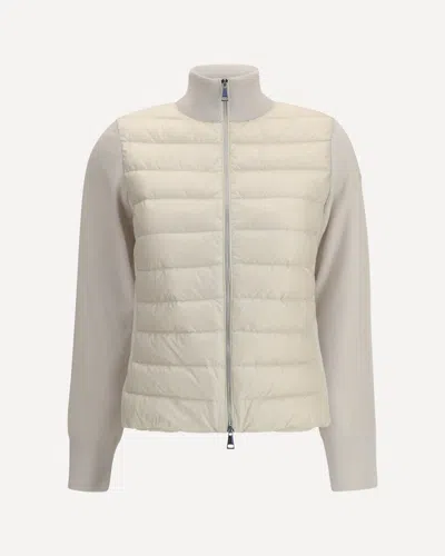 Moncler Nylon Down Jacket With Virgin Wool Inserts In Neutral
