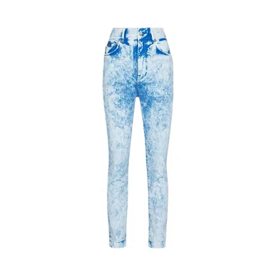 Pre-owned Dolce & Gabbana Acid Wash Skinny Jeans 'blue' | Women's Size 44