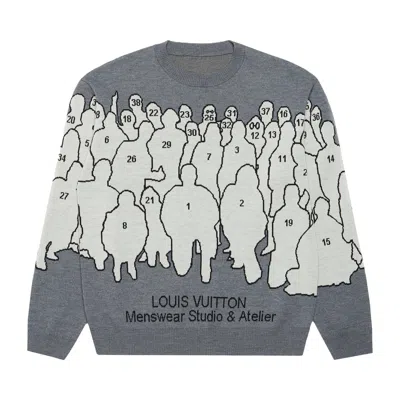 Pre-owned Louis Vuitton Studio Jacquard Crewneck Sweater 'grey' | Men's Size Xxl In Gray