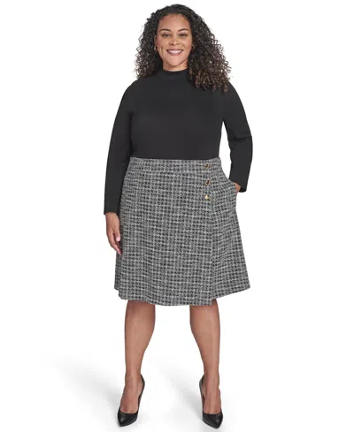 Eliza J Plus Size Mock Neck Twofer Dress In Black