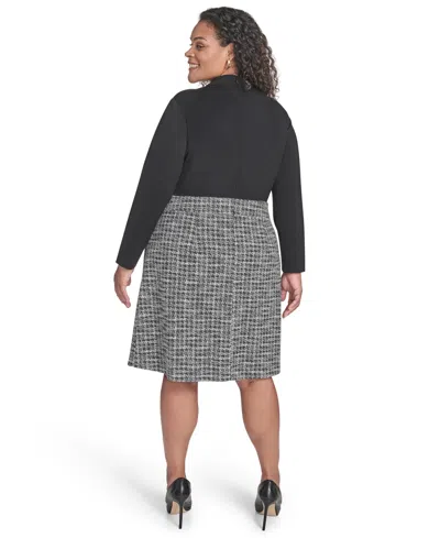 Eliza J Plus Size Mock Neck Twofer Dress In Black