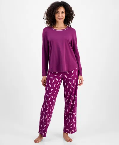 Charter Club Women's Long-sleeve Jersey Pajama Set In Gold
