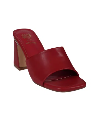 Gc Shoes Women's Soho Square Toe Block Heel Dress Sandals In Red