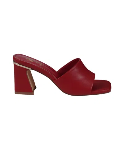 Gc Shoes Women's Soho Square Toe Block Heel Dress Sandals In Red