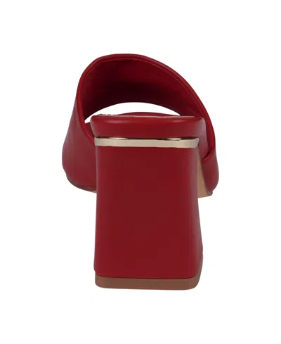 Gc Shoes Women's Soho Square Toe Block Heel Dress Sandals In Red