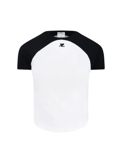 Courrèges Circle Contras T-shirt Woman Black And White In White