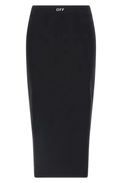 Off-white Black Pencil Skirt With Off Logo