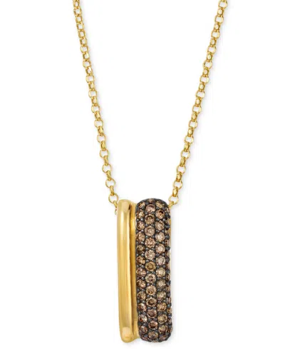 Le Vian Chocolate Diamond & Polished Double Curved Bar 20" Pendant Necklace (5/8 Ct. T.w.) In 14k Gold In Gold