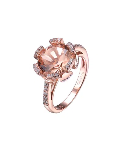 Genevive 18k Rose Gold Vermeil Cz Ring In Gold