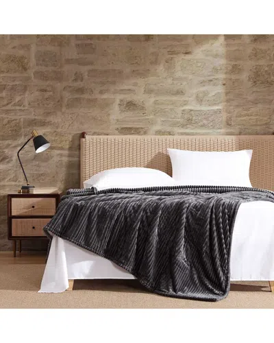 Eddie Bauer Mountain Valley Ribbed Plush Heating Blanket In Blue