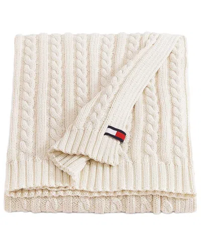 Tommy Hilfiger Cable Knit Solid Throw In Neutral