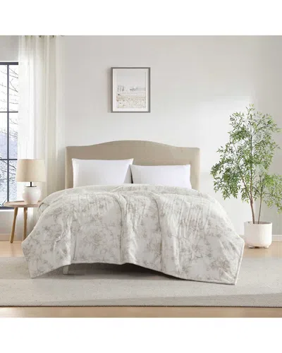 Laura Ashley Wistful Blooms Printed Plush Heating Blanket In Neutral