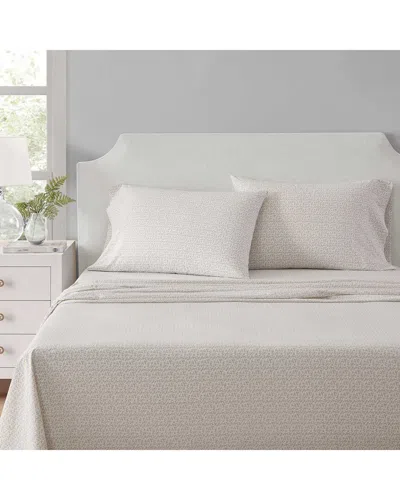 Martha Stewart Ms Core Leaves Cotton Percale Sheet Set In Neutral