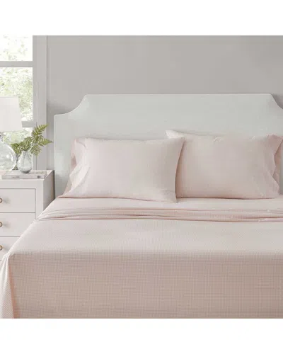 Martha Stewart Ms Core Small Gingham Cotton Percale Sheet Set In Pink
