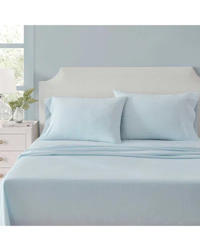 Martha Stewart Ms Core Small Gingham Cotton Percale Sheet Set In Blue