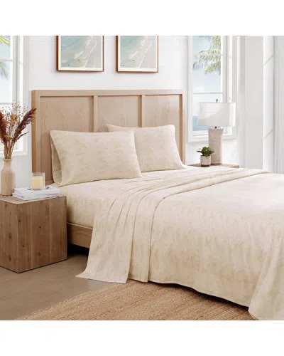 Tommy Bahama All Over Palms Cotton 300 Thread Count Sateen Sheet Set In Neutral