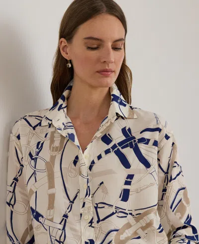 Ralph Lauren Lauren  Belting Print Classic Fit Crepe Button-up Shirt In Multi