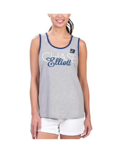 G-iii 4her By Carl Banks Women's Heather Gray Chase Elliott Fastest Lap Fashion Tank Top In Gray