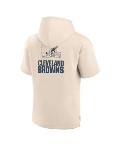 Fanatics Men's Cream Cleveland Browns Elements Future Ground Lettering Short Sleeve Pullover Hoodie In White