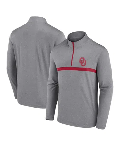 Fanatics Unlabeled Men's Heather Gray Oklahoma Sooners Head-to-head Quarter-zip Pullover Sweatshirt In Gray
