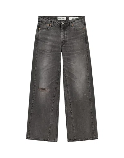 Our Legacy Distressed Wide-leg Jeans With Faded Black Wash In Gray