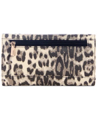 Guess Tinsley Leopard Print Slim Clutch In Brown