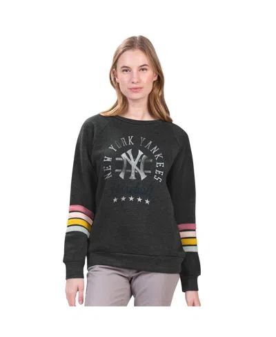 G-iii 4her By Carl Banks Charcoal Los Angeles Dodgers Allana Stripe Pullover Sweatshirt In Black