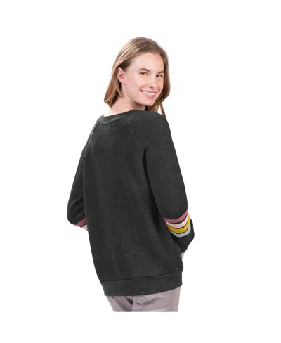 G-iii 4her By Carl Banks Charcoal Los Angeles Dodgers Allana Stripe Pullover Sweatshirt In Black