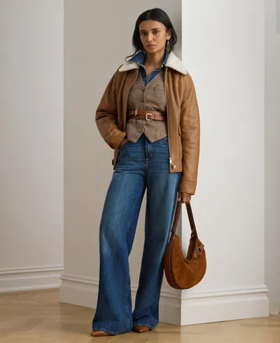 Ralph Lauren Women's Faux Shearling Trim Jacket In Brown