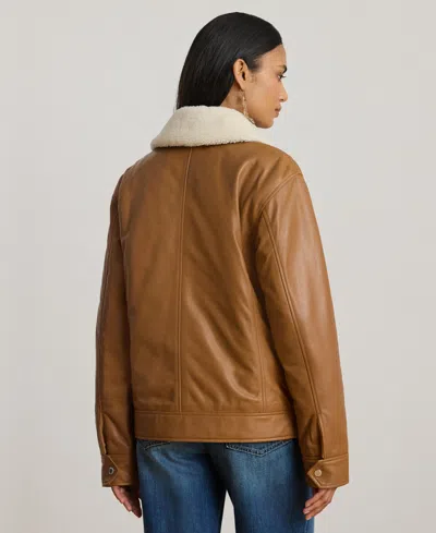 Ralph Lauren Women's Faux Shearling Trim Jacket In Brown