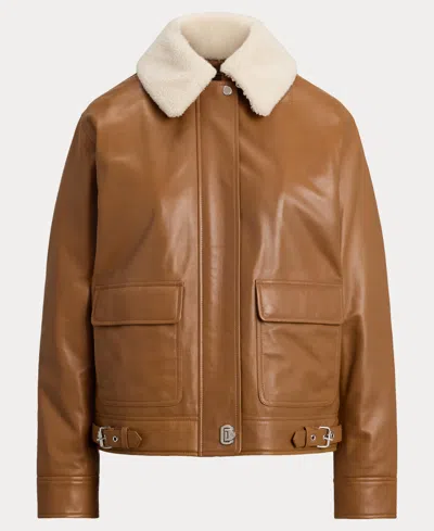 Ralph Lauren Women's Faux Shearling Trim Jacket In Brown