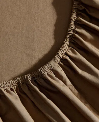 Nautica Solid Cotton Percale 4-piece Sheet Set, Queen In Brown