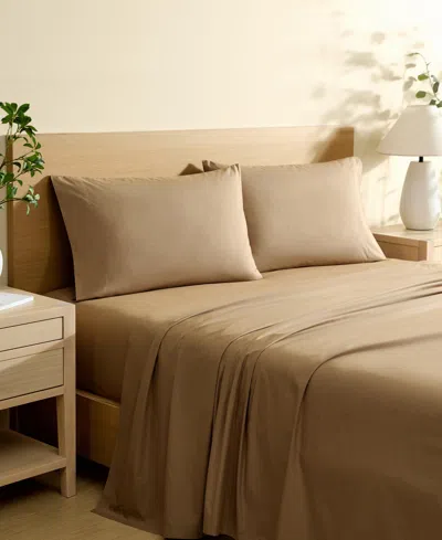 Nautica Solid Cotton Percale 4-piece Sheet Set, Queen In Brown