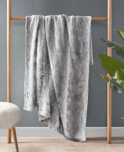 Madison Park Zuri Faux-fur Throw, 50" X 60" In Gray