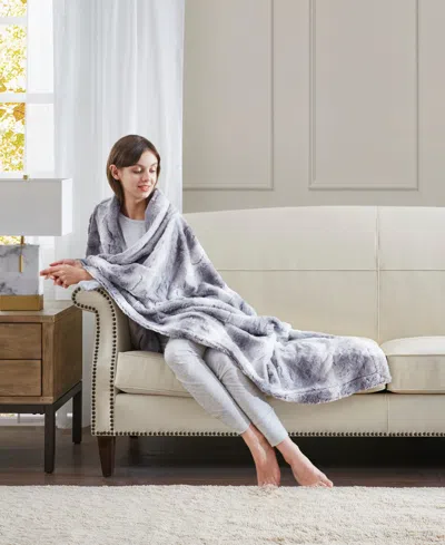 Madison Park Zuri Faux-fur Throw, 50" X 60" In Gray