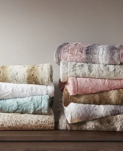 Madison Park Zuri Faux-fur Throw, 50" X 60" In Gray