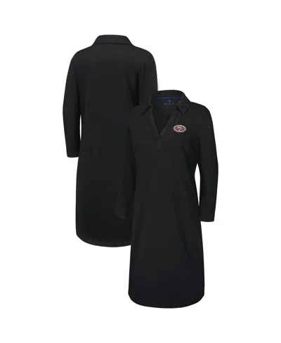 Tommy Bahama Women's Black San Francisco 49ers Ashby Isles Three-quarter Length Sleeve Pullover Jersey Dress In Black
