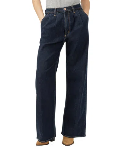 Silver Jeans Co. Women's High Rise Pleated Denim Trouser Leg Jeans In Blue