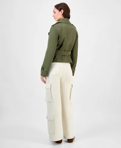 Maralyn & Me Juniors' Cropped Trench Coat, Exclusively At Macy's In Green